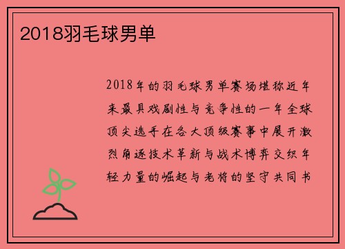 2018羽毛球男单